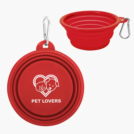 Collapsible Silicone Pet Bowl with Carabiner — view 3