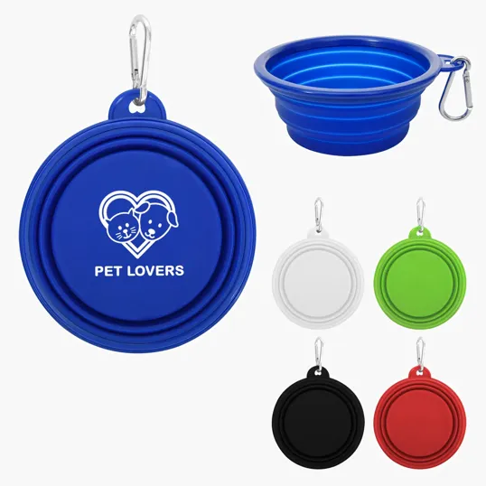 Collapsible Silicone Pet Bowl with Carabiner — view 6