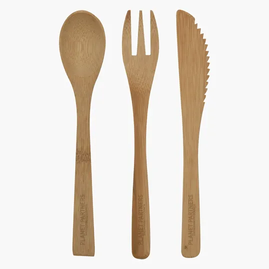 Bamboo Utensil Set in Travel Pouch — view 2