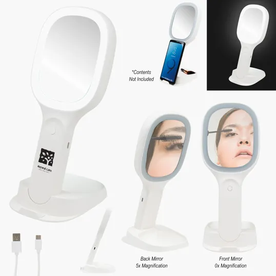 Light Up Double Sided Mirror With Wireless Charger