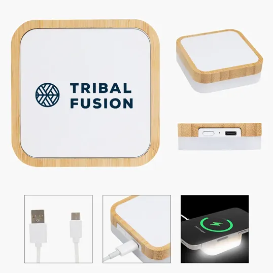 Bamboo Wireless Charger Night Light — view 2