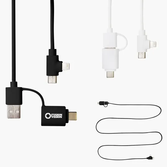 5' Recycled Charging Cable with Apple 8-Pin, Micro USB & Type-C