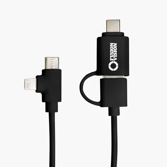 5' Recycled Charging Cable with Apple 8-Pin, Micro USB & Type-C — view 2