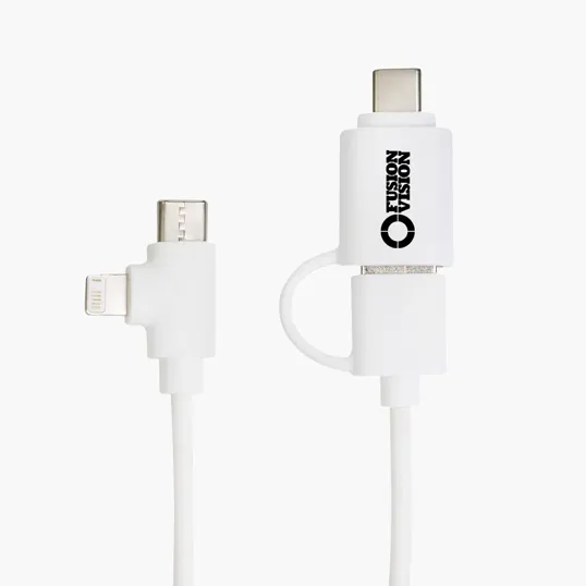 5' Recycled Charging Cable with Apple 8-Pin, Micro USB & Type-C — view 3