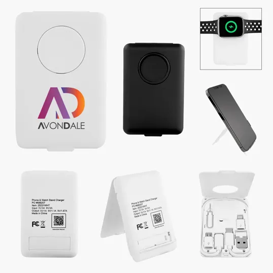 Phone & Watch Charging Stand with Built-In Adapters — view 3