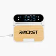 15W Bamboo Folding Charger With Digital Clock — view 3