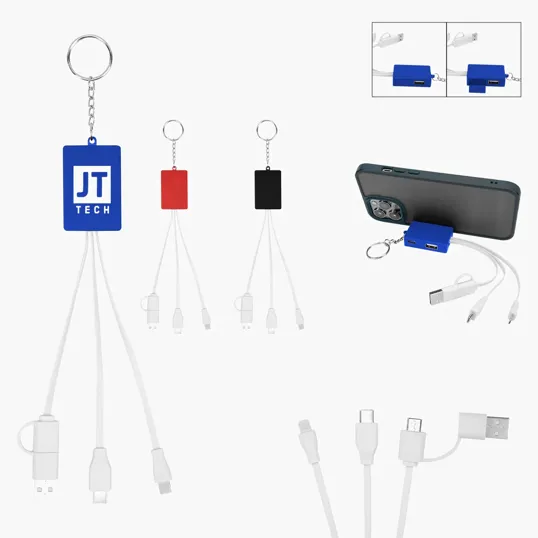 Multi-Charging Cable USB Hub Keyring