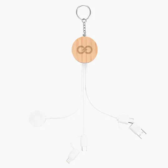 10W Bamboo Multi-Charging Cables Keyring With Watch Dock — view 3