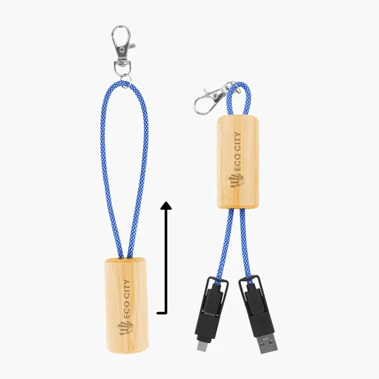 Bamboo Slider Multi-Charging Cable with USB-A and Type-C Inputs — view 4