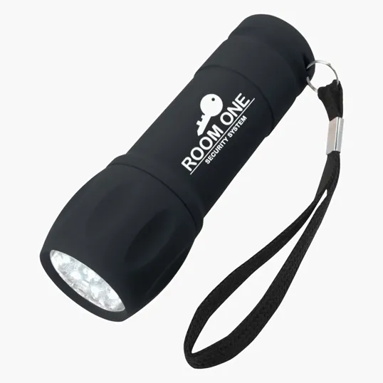 Rubberized Torch Light With Strap, 9 LED — view 2