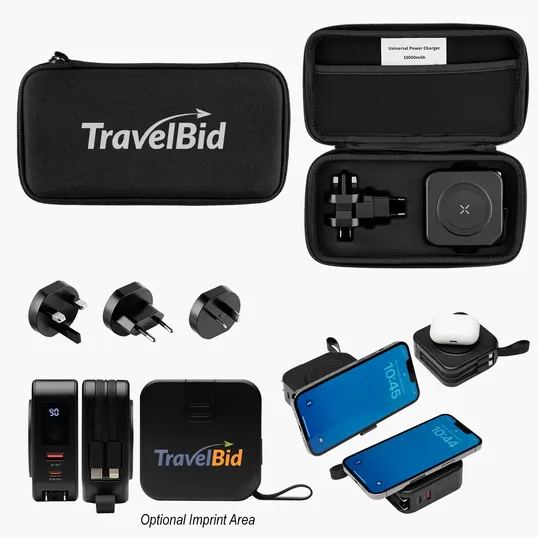 10,000 mAh Power Bank & Charger with International Adapters
