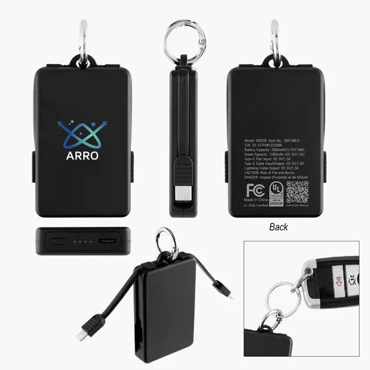 2,000 mAh UL Listed Power Bank Key Ring