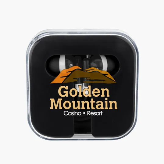 Earbuds in Compact Plastic Travel Case