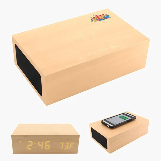 BlueSequoia Alarm Clock with Qi Charging Station and Wireless Speaker — view 2