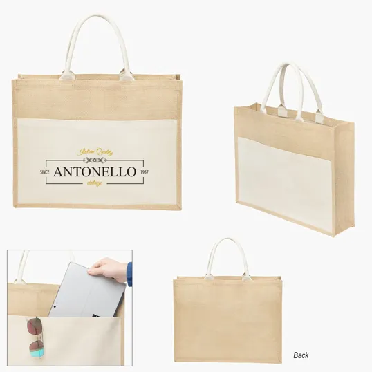 Julia Jute Tote Bag with Cotton Canvas