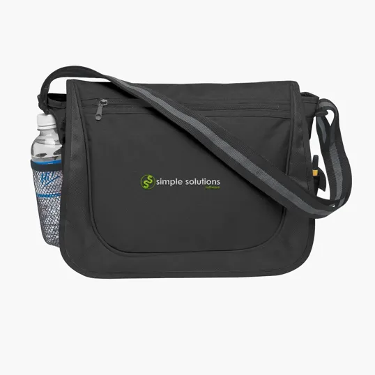 600D Polyester Messenger Bag With Matching Striped Handle — view 3