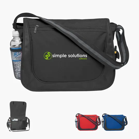 600D Polyester Messenger Bag With Matching Striped Handle — view 5