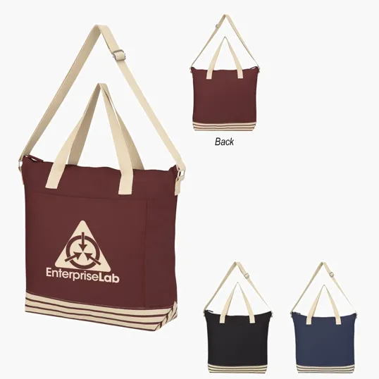 Recycled Cotton Tote Bag with Zippered Closure — view 2