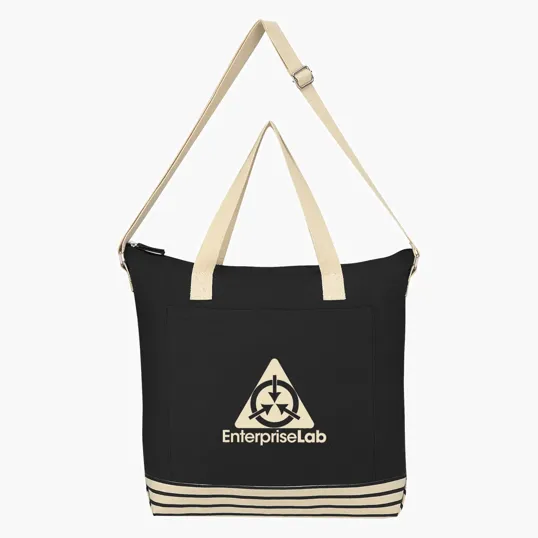 Recycled Cotton Tote Bag with Zippered Closure — view 3