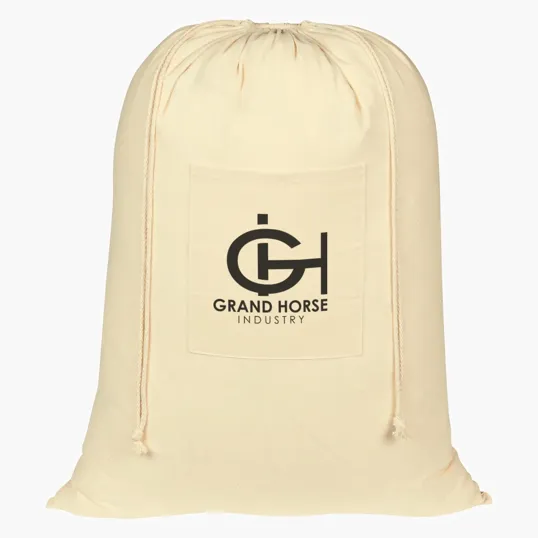 Cotton Laundry Bag with Front Pocket — view 2
