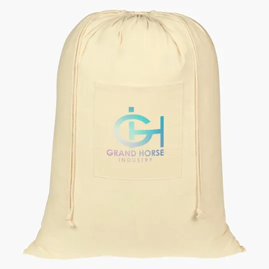 Cotton Laundry Bag with Front Pocket