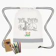 Lil' Bit Reflective Coloring Drawstring Bag With Crayons