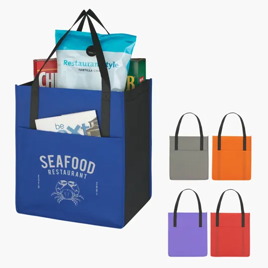 Non-Woven Shopper's Pocket Recycled Tote Bag — view 3