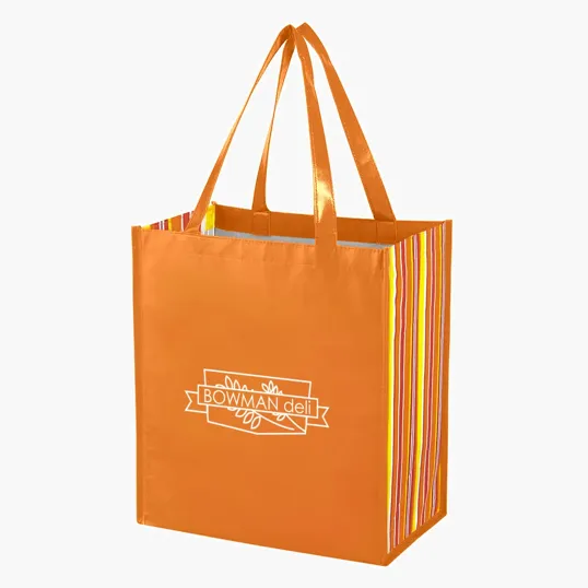 Shiny Laminated Non-Woven Tropic Shopper Tote Bag — view 2