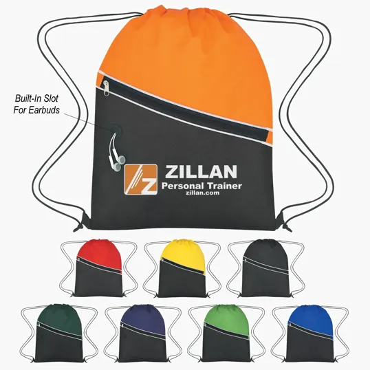 Non-Woven Two-Tone Sports Pack with Zippered Pocket — view 9