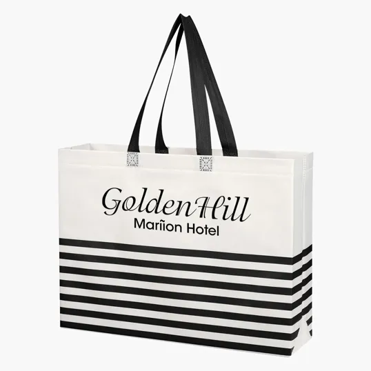 Non-Woven Horizontal Stripe Tote Bag — view 6