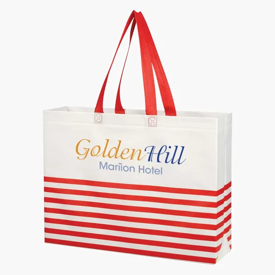 Non-Woven Horizontal Stripe Tote Bag — view 3