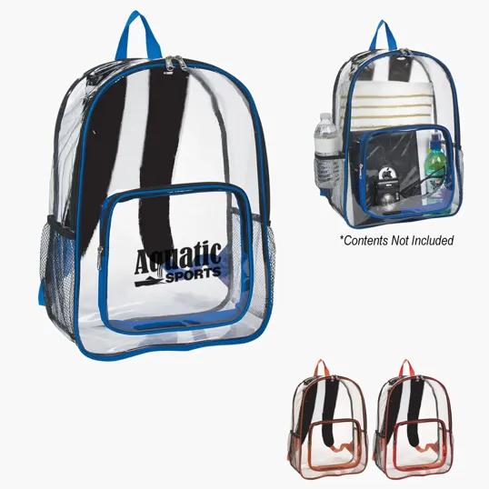 Clear Backpack with PVC and Polyester Construction — view 3