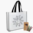 Reflective Non-Woven Coloring Tote Bag with Crayons — view 2