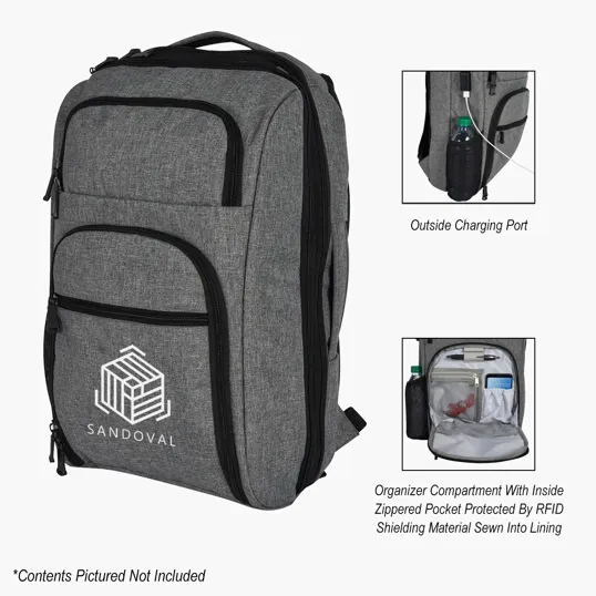 Heathered RFID Laptop Backpack & Briefcase — view 3