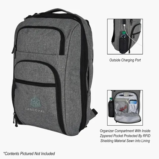 Heathered RFID Laptop Backpack & Briefcase — view 2