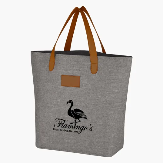 Heathered Collection Tote Bag with Leatherette Handles — view 6