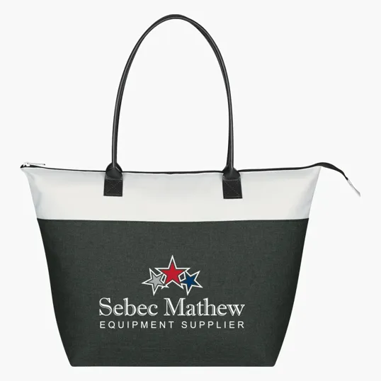 Regatta Tote Bag with Zippered Top and Leatherette Handles