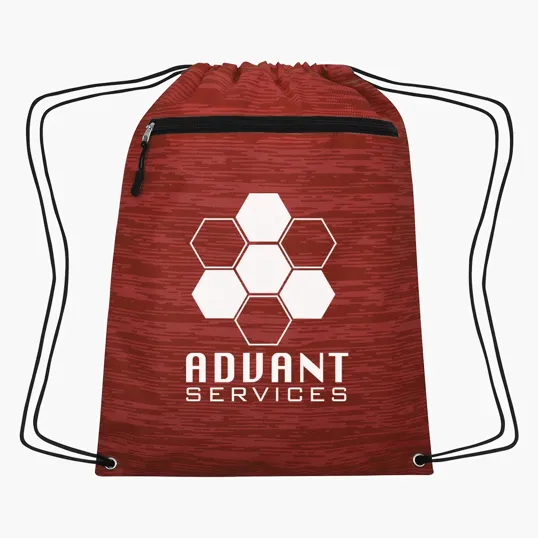 Tempe Drawstring Bag with Front Zippered Pocket — view 2