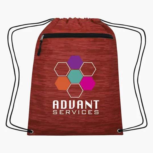 Tempe Drawstring Bag with Front Zippered Pocket