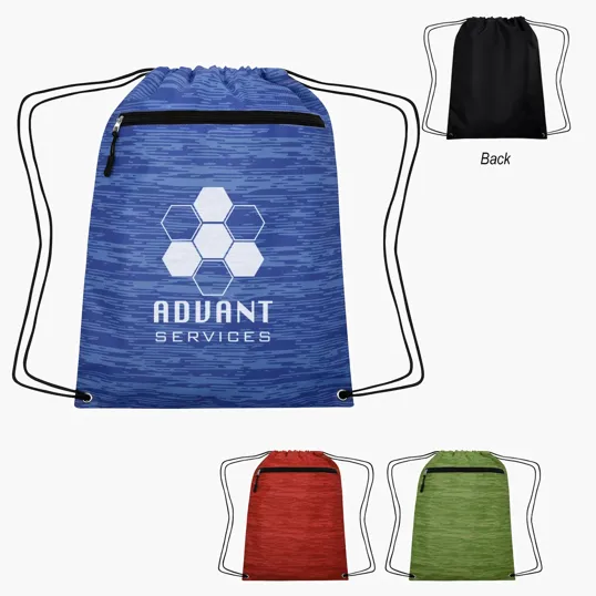 Tempe Drawstring Bag with Front Zippered Pocket — view 3