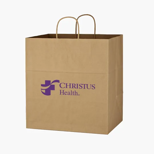 Kraft Paper Brown Shopping Bag, 14" x 15" — view 2