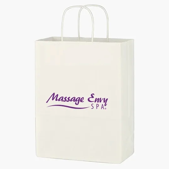 Kraft Paper White Shopping Bag, 10" x 13"