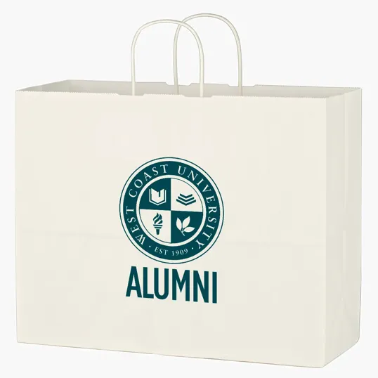 Kraft Paper White Shopping Bag, 16" x 12-1/2"