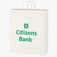 Kraft Paper White Shopping Bag, 16" x 19"