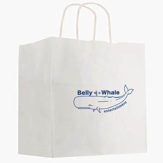 Kraft Paper White Shopping Bag, 10" x 13"