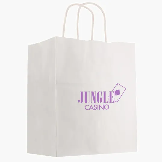 Kraft Paper White Shopping Bag, 13" x 17"