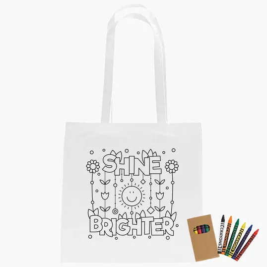 100% Cotton Coloring Tote Bag With Crayons — view 4