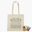 100% Cotton Coloring Tote Bag With Crayons