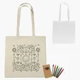 100% Cotton Coloring Tote Bag With Crayons — view 2
