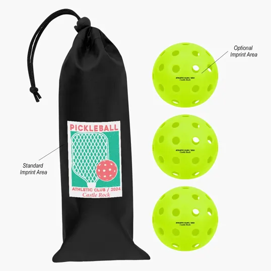 Pickleball Outdoor Ball Set with Drawstring Pouch